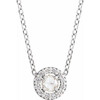 Sterling Silver 0.37 CRose-Cut Natural Diamond Halo Style 16 inch Necklace