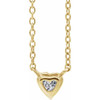 14 Karat Yellow Gold Natural White Sapphire Heart 16 inch Necklace