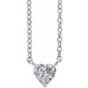 14 Karat White Gold Natural White Sapphire Heart 16 inch Necklace