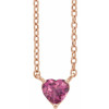 14 Karat Rose Gold Pink Tourmaline Heart 16 inch Necklace