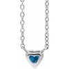 Platinum Natural London Blue Topaz Heart 16 inch Necklace