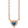14K Rose Natural London Blue Topaz Heart 16 inch Necklace