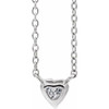 Platinum Natural White Sapphire Heart 16 inch Necklace