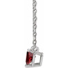 Platinum Natural Mozambique Garnet Heart 16 inch Necklace