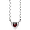 Platinum Natural Mozambique Garnet Heart 16 inch Necklace