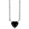 14K White Natural Black Onyx Heart 16 inch Necklace