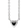 14K White Natural Black Onyx Heart 16 inch Necklace