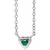 Platinum Lab Grown Emerald Heart 16 inch Necklace