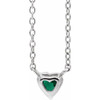 14 Karat White Gold Lab Grown Emerald Heart 16 inch Necklace