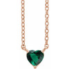 14 Karat Rose Gold Lab Grown Emerald Heart 16 inch Necklace