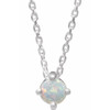 14 Karat White Gold White Opal Cabochon 16 inch Necklace