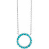 Sterling Silver Natural Turquoise Circle Cabochon 18 inch Necklace