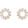 14 Karat Rose Gold Natural White Opal Cabochon Earrings