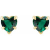 14 Karat Yellow Gold Lab Grown Emerald Stud Earring
