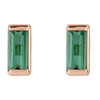 14 Karat Rose Gold Natural Green Tourmaline Channel Set Earrings