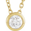14 Karat Yellow Gold 0.16 Carat Natural Diamond Bezel Set 16 inch Necklace