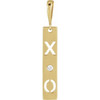 14 Karat Yellow Gold .0075 Carat Diamond XO Bar Pendant