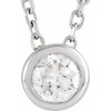 Sterling Silver 0.16 Carat Natural Diamond Bezel Set 16 inch Necklace