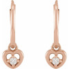 14 Karat Rose Gold .06 Carat Natural Diamond Heart Hoop Earrings