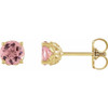 14 Karat Yellow Gold 6 mm Natural Pink Tourmaline Earrings