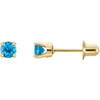 14 Karat Yellow Gold Natural Swiss Blue Topaz Earrings