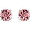 Platinum 5 mm Natural Pink Tourmaline Earrings