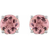 14 Karat White Gold 5 mm Natural Pink Tourmaline Earrings