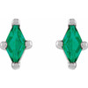 Platinum 4x2 mm Lab Grown Emerald Earrings