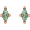 14 Karat Rose Gold 4x2 mm Lab Grown Green Blue Sapphire Earrings