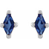 Sterling Silver 4x2 mm Lab Grown Blue Sapphire Earrings