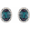 Platinum 5x3 mm Lab Grown Alexandrite and .04 Carat Natural Diamond Halo Style Earring
