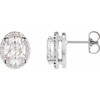 Sterling Silver 0.50 Carat Natural Diamond Halo Style Earrings