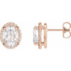 14 Karat Rose Gold 0.50 Carat Natural Diamond Halo Style Earrings