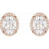 14 Karat Rose Gold 0.50 Carat Natural Diamond Halo Style Earrings