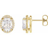 14 Karat Yellow Gold 0.50 Carat Natural Diamond Halo Style Earrings