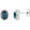Platinum 5x3 mm Lab Grown Alexandrite and .06 Carat Natural Diamond Halo Style Earring