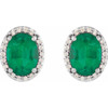 Sterling Silver Lab Grown Emerald and .06 Carat Natural Diamond Halo Style Earrings