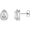 14 Karat White Gold Lab Grown Moissanite and .05 Carat Natural Diamond Halo Style Earrings