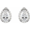 14 Karat White Gold Lab Grown Moissanite and .05 Carat Natural Diamond Halo Style Earrings