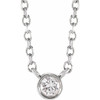 14K White .015 Carat Natural Diamond Solitaire 16 inch Necklace