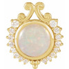 14 Karat Yellow Gold White Opal and 0.16 carat Diamond Pendant