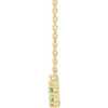 14 Karat Yellow Gold Lab Grown Emerald and .08 Carat Natural Diamond Five-Stone Bar 18 inch Necklace