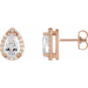 14 Karat Rose Gold Lab Grown Moissanite and .05 Carat Natural Diamond Halo Style Earrings