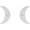 Platinum .0025 CT Natural Diamond Crescent Moon Phase Earring