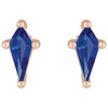 14 Karat Rose Gold Lab Grown Blue Sapphire Earrings