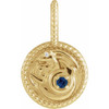 14 Karat Yellow Gold Blue Sapphire and .0025 carat Diamond Capricorn Charm