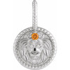 Platinum Citrine and .005 carat Diamond Leo Charm