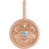 14 Karat Rose Gold Aquamarine Gem and .0025 carat Diamond Cancer Charm