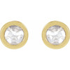 14 Karat Yellow Gold .06 Carat Rose Cut Natural Diamond Threaded Post Earrings