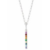 14K White Natural Multi-Gemstone Rainbow Bar 18 inch Necklace